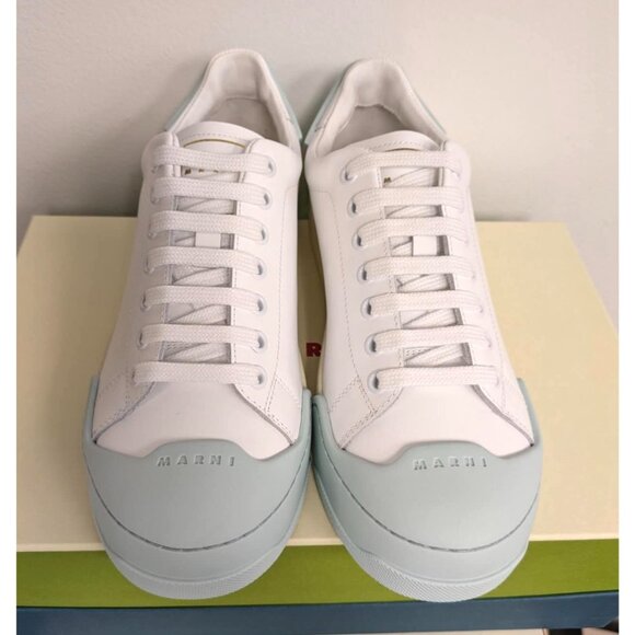 Marni Dada Bumper Low-Top Calfskin Sneakers White/Light Blue US07 SNZW015201 - Picture 10 of 11